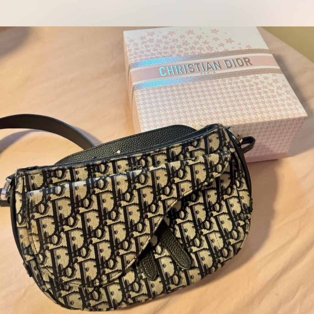 Dior Black and Cream saddle bag crossbody